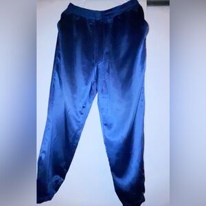 Ladies Navy Blue Silky/Satin Joggers. Size M.